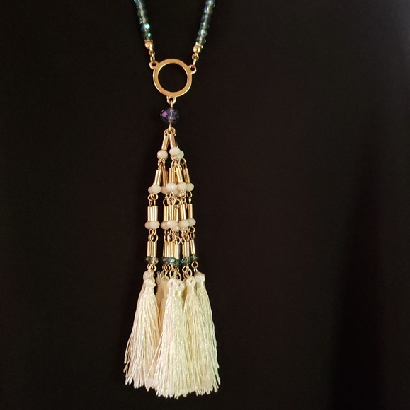 Jewelry - Silk Tassle Necklace with Gold Accents